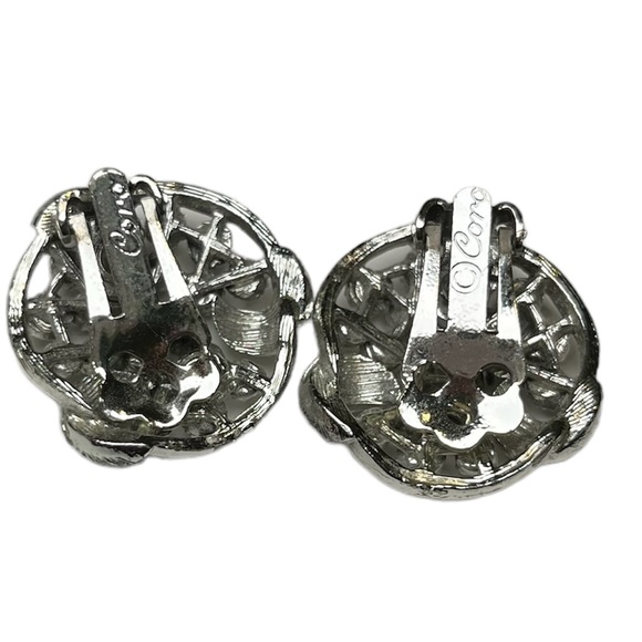 Vintage Coro Silver Tone Clip on Earrings - Picture 2 of 5